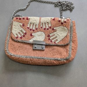 Beaded Hand Design Bag